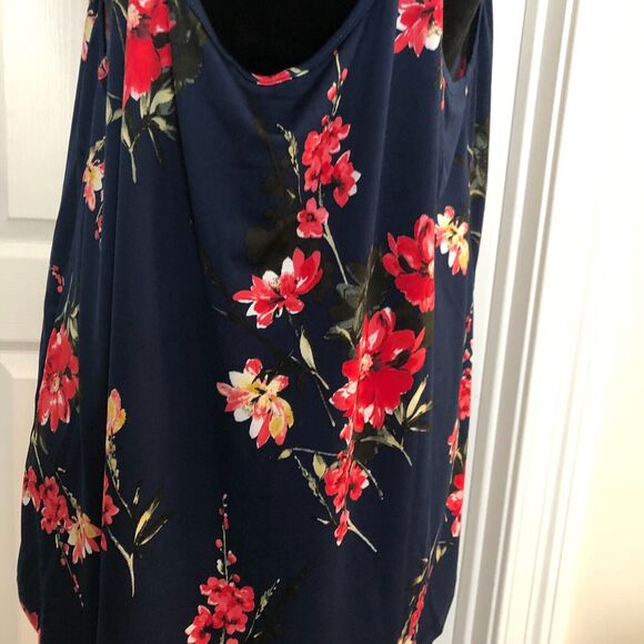 Papermoon‎ Womens Tank Top 3x Blue Floral Sleeveless Blouse Halter Neck NWT - Picture 4 of 8